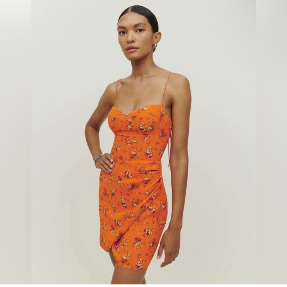 Reformation Orange Slip Dress Spaghetti Strap Mini